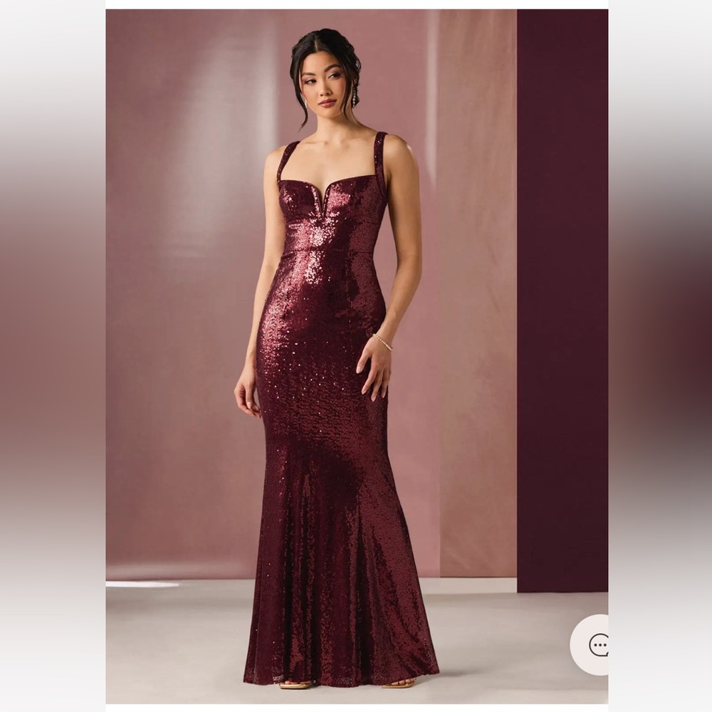 Azazie Burgundy Sequin Formal Dress